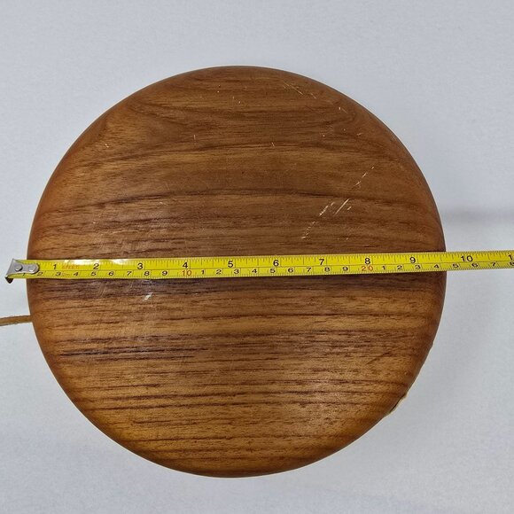 Wood Bowl 12" Leather Overlay Handmade Possibly Native American Round Wooded - Picture 10 of 14